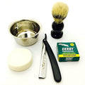 LUXURY Shaving Kit - Cut Throat Straight Shaving Razor 100 Blade Men's Shaving Complete Set with Gift Box 5 Piece Pure Badger Hair Shaving Brush Stainless Steel Shaving Stand