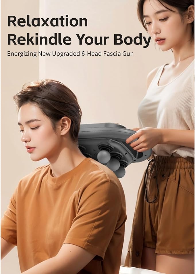 Yoidesu Massage Gun Deep Tissue Percussion Massager with 6 Heads 20 Levels 6 Massage Modes for Back Neck Leg Full Body Muscle Pain Relief Black