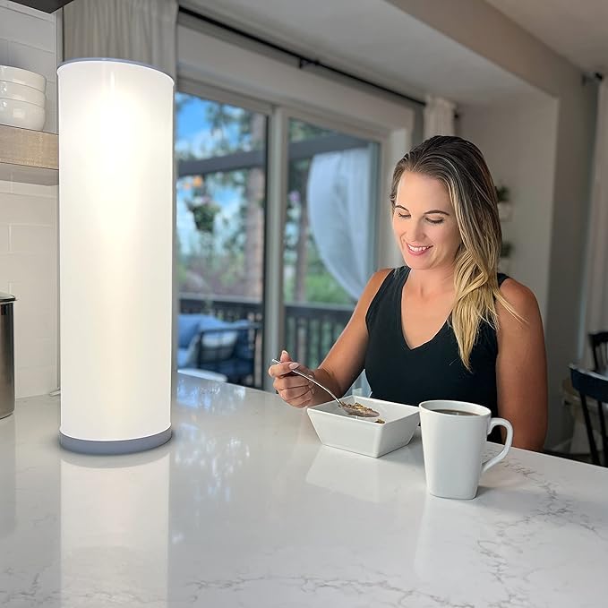 Light Therapy Lamp 24in 10000 LUX - LED Mood and Sunlight Lamp with 360 Degree Light Therapy to Fight Low Energy and Sunlight Deprivation for Home and Office Use White