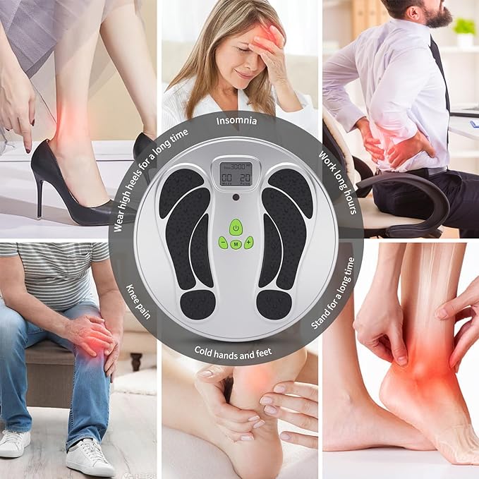 FDA Cleared - EMS Foot Massager for Neuropathy &amp Pain Relief TENS Unit Foot Leg Stimulator for Circulation &amp Muscle Relaxation Electric Feet Massager for Neuropathy Gifts for Family Dad Mun
