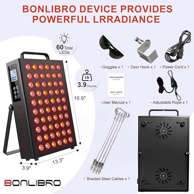 Red Light Therapy for Face and Body Infrared Light Therapy with Timer &amp Remote Control Quad Wave 660nm 850nm 630nm 940nm Near Infrared Light Therapy Panel Portable Dual Chip LED Device for Body