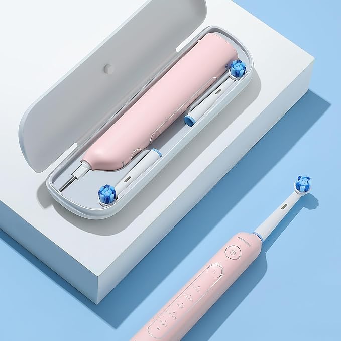 Bitvae R2 Rotating Electric Toothbrush for Adults with 8 Brush Heads 5 Modes Rechargeable Power Toothbrush with Pressure Sensor Pink