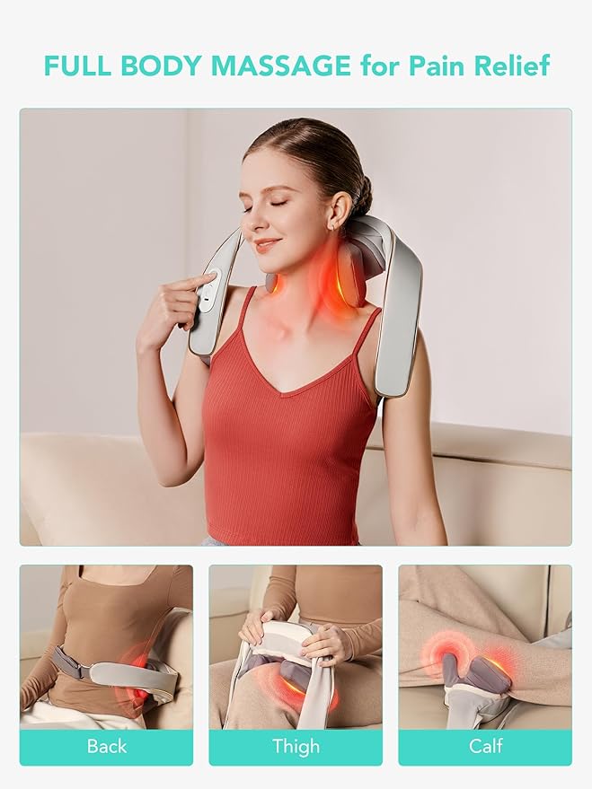 SKG H5mini Neck and Traps Massager with Heat for Deep Tissue Pain Relief 6D Hand Kneading Cordless Neck and Shoulder Massager Hands Free&ampWireless Valentine Pick for Him and her Man and Women
