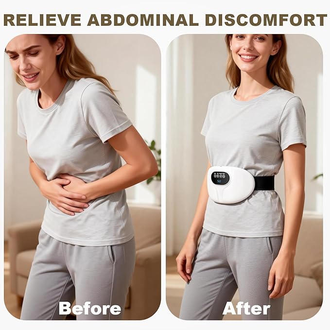 3-in-1 Electric Abdominal Massager with Heating Pad Stomach Massage for Digestion Support Hot Stone Heating Pad with Vibration Rechargeable Belly Massager for Abdominal Comfort Relaxing