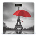 Eiffel Tower with Red Umbrella Scale for Body Weight High Precision Digital Weight Scales with LCD Display Anti-Slip Sturdy Slim Tempered Glass Bathroom Scale for Home Use