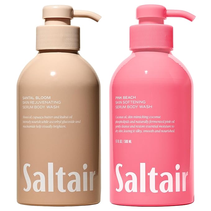Saltair Body Wash Signature Scents 2-Pack. Moisturizing Body Cleanser with Monoi Oil and Cupuacu Butter. Luxury Shower Gel for Women and Men. Vegan Cruelty-Free Paraben-Free. 2x 17oz Pump Bottles