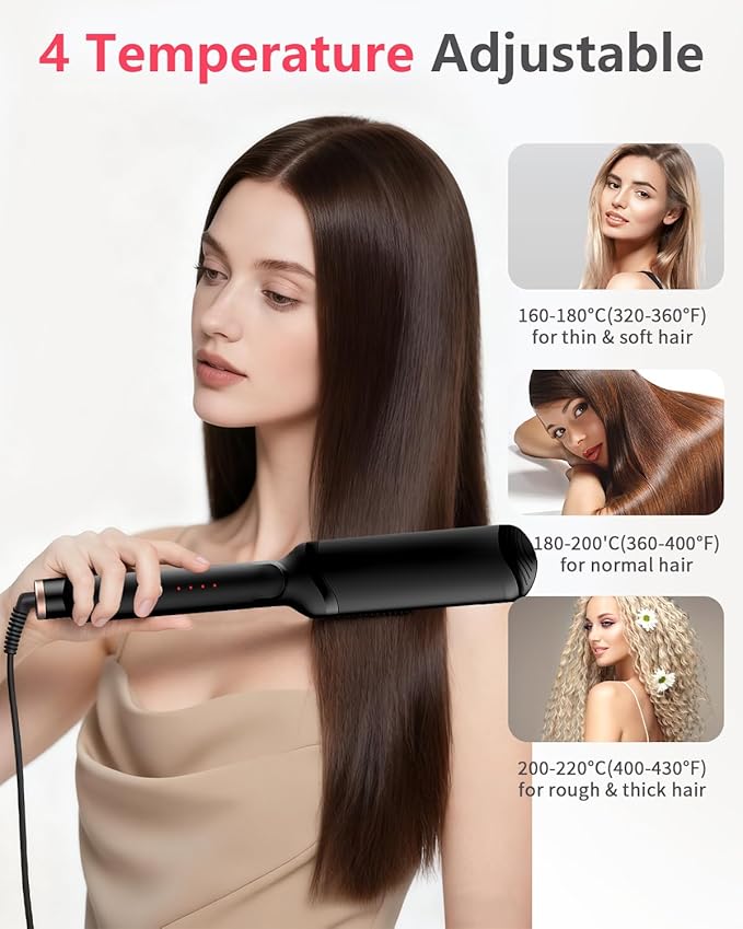 Hair Crimper WaverProfessional Women Hair Straightener Irons 4-in-1 Set Create Zig Zag WavesCrimps Smooth StylesNegative Ions Tourmaline Ceramic Plates Healthy Shiny Less FrizzStyling Tools