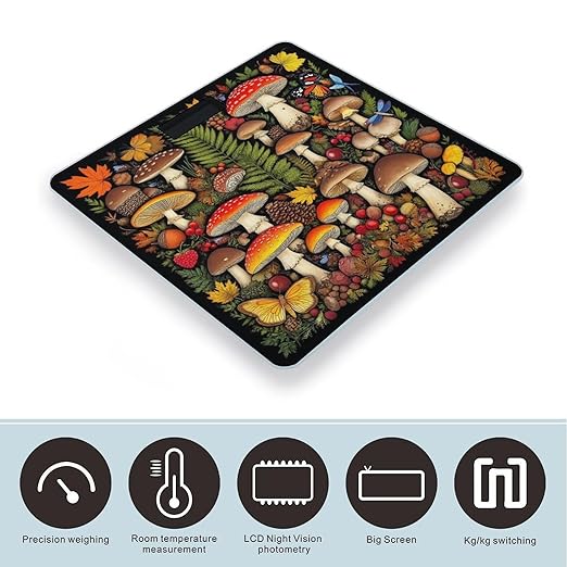 Smart Scale for Body Weight Digital Bathroom Weighing Scale Energy Saving Scale Fall Mushroom Leaves