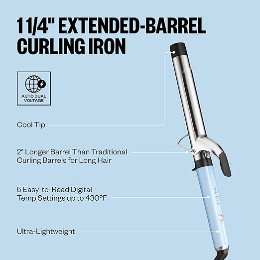 Nano Titanium Professional Curling Iron with Extended/Long Barrel Perfect for Longer Hair