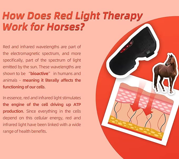 LED Red Light Therapy Device Cordless Equine Red Light Therapy 660nm/850nm Infra-Red Wrap Adjustable Modes for Horses Muscle and Joint Leg Pain