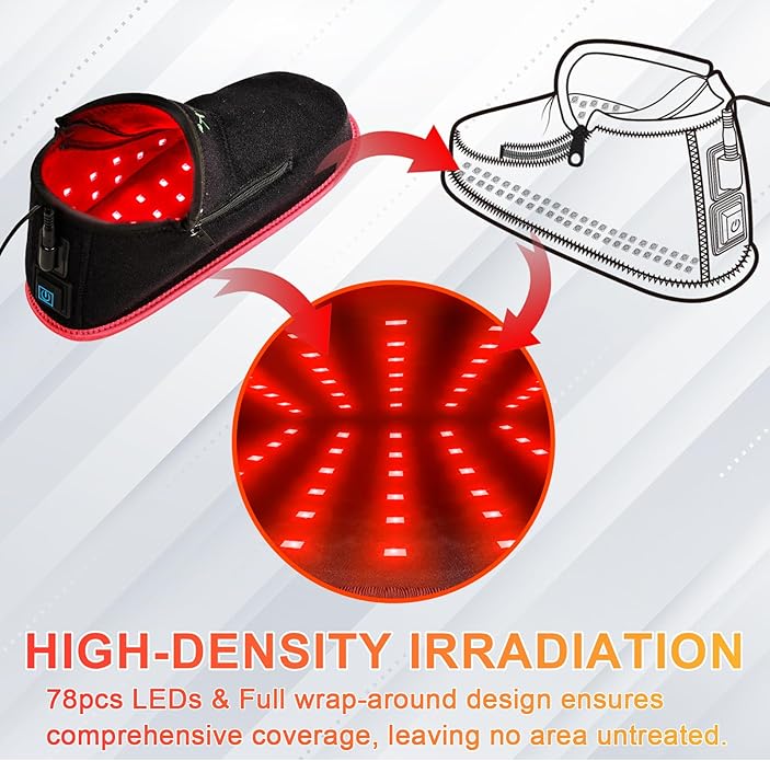 UTK Red Light Therapy for Feet &amp Ankle 660nm Red Light &amp 850nm Infrared Light Shoe Full Wrapped Boots for Foot Heel and Ankle Pain Relief 20Min Auto Off Pulse Mode One Size Fits All(1 Pa