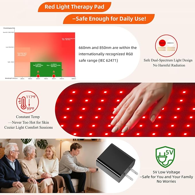 Red Light Therapy for Body 660nm 850nm 12.6 LED Wearable Infrared Redlight Therapy Belt Wrap Pad for Belly Back Waist Shoulder Knee Muscle