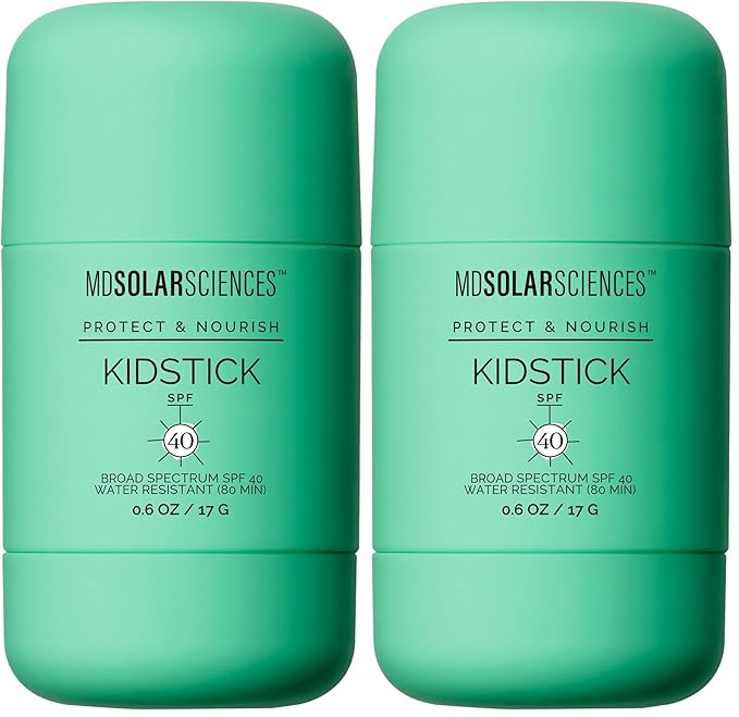 MDSolarSciences Mineral KidStick SPF 40 | Gentle Sunscreen Stick for Kids | Zinc OxideVitamins C &amp E-| Easy Glide OnBroad-SpectrumFragrance-FreeMess-Free Sun Protection-| 0.6 oz(Pack of 2)