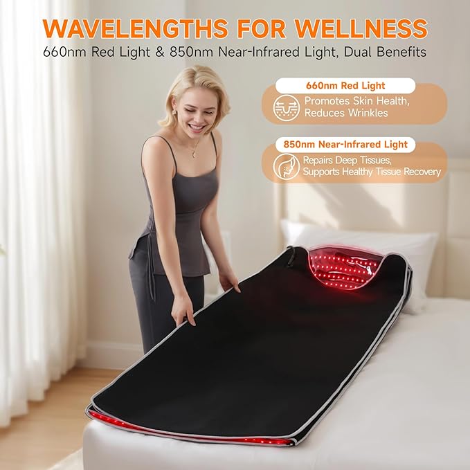 Red Light Therapy for Body 3300 LEDsRed Light Therapy Blanket Infrared Light Therapy Mat for Pain Relief Energy Sleep Recovery at Home