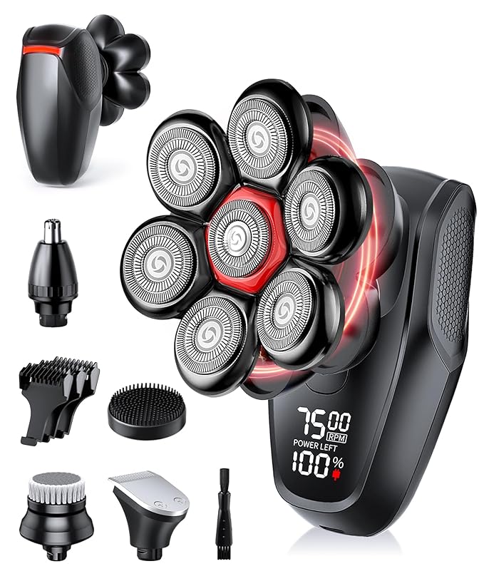 MAGELEBAZ Head Shavers for Bald Men: The Ultimate Bald Head Shaving Kit IPX8 USB-C Wet/Dry LED 7D Magnetic Razor