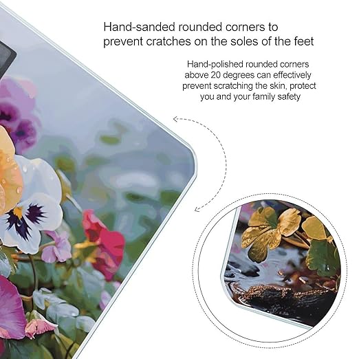 Pansy Flowers Weight ScaleClear LED Display Bathroom Digital Weighing ScaleTempered Glass Digital Bathroom Scale for Body Weight Capacity Up to 400 Lbs