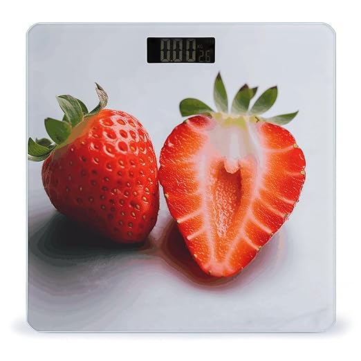 A Cut Strawberry Bathroom Scale Weight Scale for Body WeightHighly Accurate Digital Weighing Machine Clear LED Display Digital Bathroom Body Scale 400lb/182kg