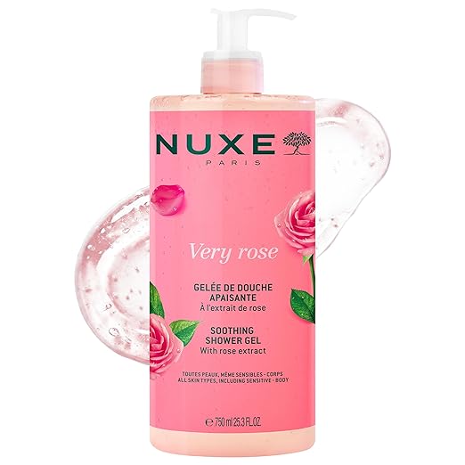 NUXE Very Rose Soothing Shower Gel Gentle Body Wash for All Skin Types Delicately Scented with Rose Floral Water