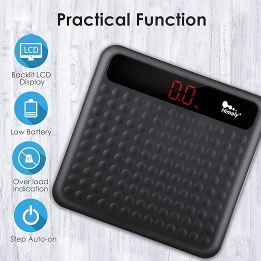 Digital Body Weight Bathroom Scale High Precision Measurements Scales with Large Non Slip Silicone Platform and LCD Digital Display 400lbs/180kg Capacity (Black)