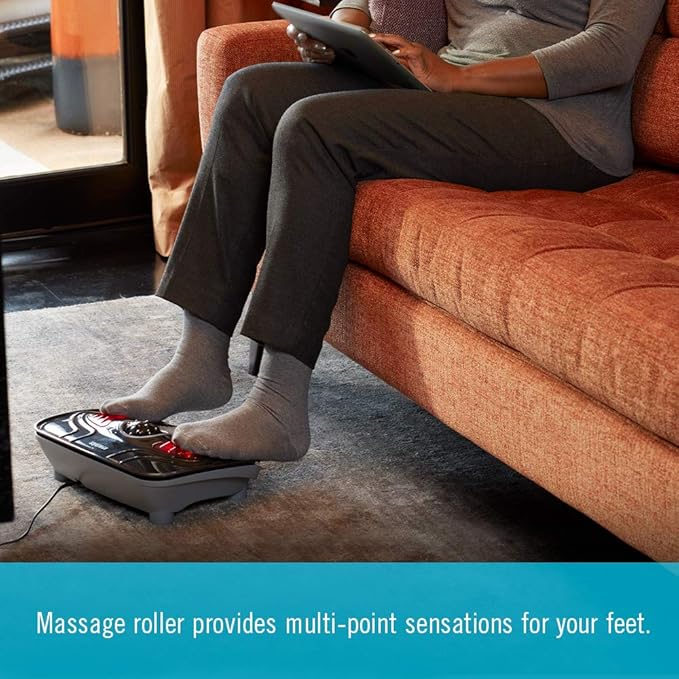 HoMedics Vibration Foot Massager – Heated Portable Foot Massager Machine Soothing Heat with Multi-Point Sensations and Toe-Touch Control