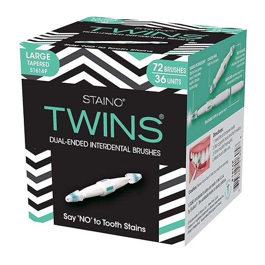 Staino Twins Interdental Brush Dual-Ended Travel Brush Jumbos Large Tapered Brush 36 2-Brush Units - Total 72 Brushes