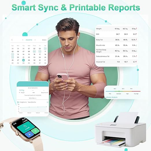 Smart Scale for Body Weight8-Electrode Digital Bathroom Scale for Weight Fat BMI Muscle Mass Full Body Composition Analyzer 28 Measurements Accurate Weighing Machine Syncs w App for 24 Users