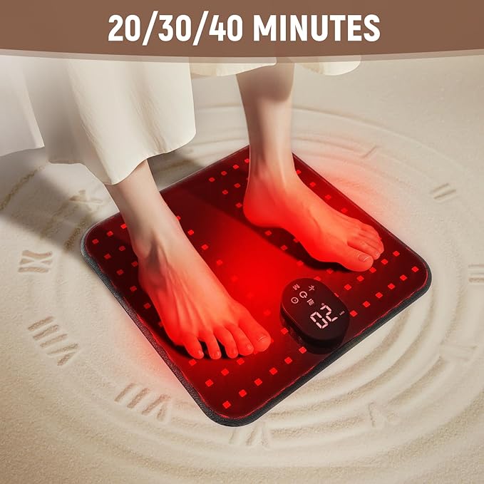 Red Light Therapy for Feet Cordless Infrared Light Therapy Foot Mat 8 Modes Red Light Therapy Pad for Feet with 660nm Red &amp 850nm Near Infrared LEDs Heat &amp Timer