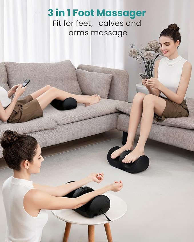 Nekteck Beige Neck&ampBack Massager and Portable Foot Massager with Heat FM12
