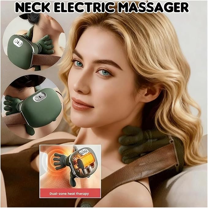 Shiatsu Neck and Back Massager with Heat Real Hand Simulation Deep Tissue Electric Massager for Neck Shoulders &amp Back 3D Kneading 3-Speed Adjustable USB Rechargeable Portable Gift