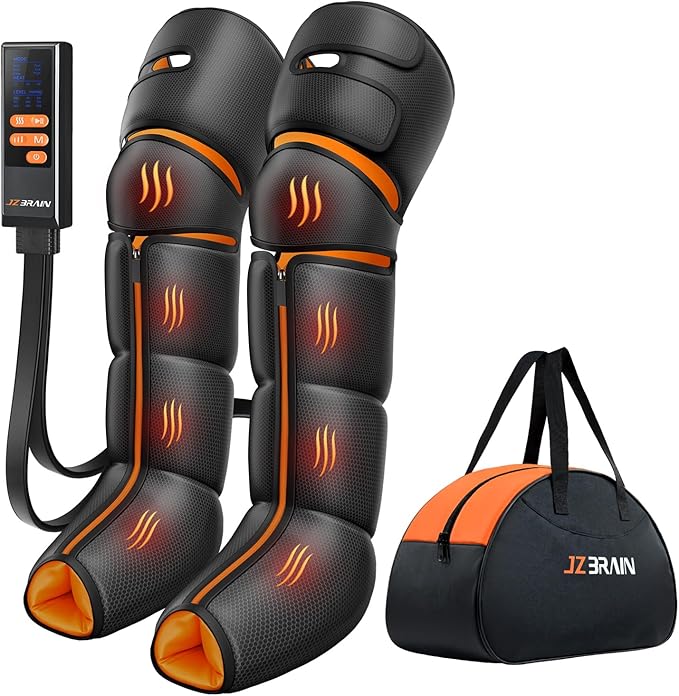 Leg Massager with Heat and Compression : Foot and Calf Massager for Circulation and Pain Relief Sequential Compression Boots with 6 Modes 9 Intensity 3 Heat - Gifts for Mom Dad Him Her