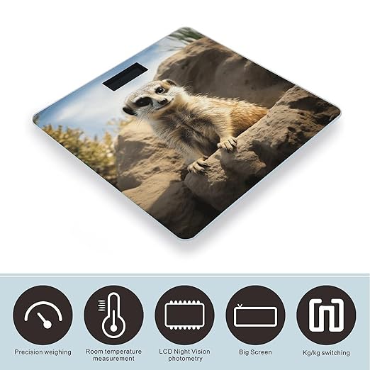 Meerkat Animal Bathroom Scale Ultra-Bright Liquid Crystal Screen Weight Scale Accurate Bathroom Body Scales for Body Weight Bathroom Pet Home Bedroom Gift-Giving