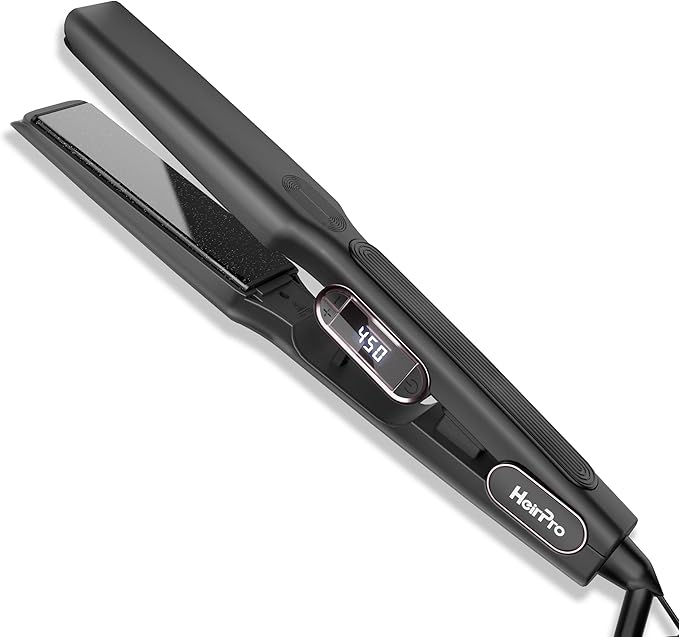 Ceramic Flat Iron Hair Straightener with 3D Floating PlateHair Iron Straightener with 15 Temps for Thick Hair | Ergonomic Silicone Handle | LCD Display | Dual Voltage (1 1/2 in)