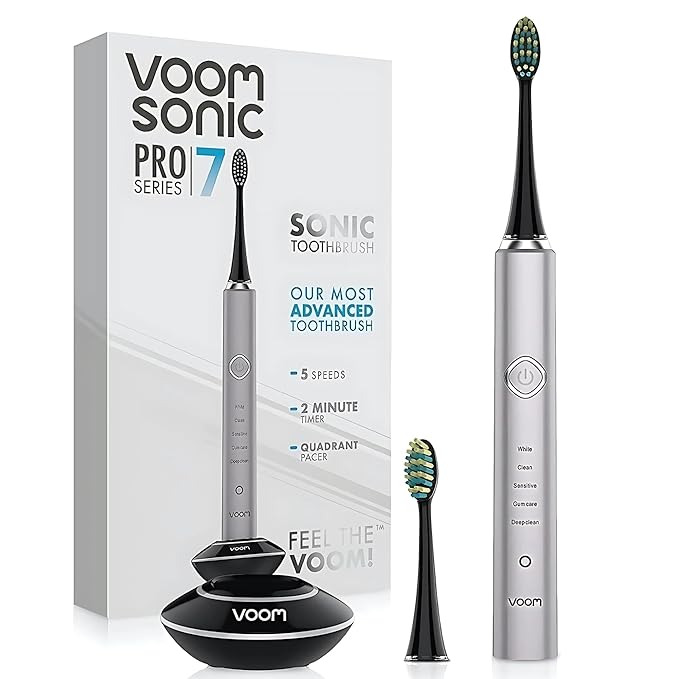 Voom Sonic Pro 7 Electric Toothbrush for Adults Sonicare Electric Toothbrush with 40000 VPM w/ 5 Deep Clean Modes Rechargeable Toothbrushes Fast Charge 4 Hours Last 8-Weeks