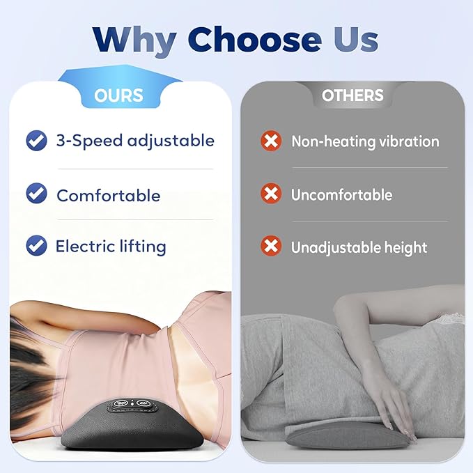 3-in-1 Electric Lumbar Support Pillow 2026 New Triple Fusion Back Massager for Lower Back Back Massager with Vibration and Traction for for Bed Chair Home Office Use (Dark Gray)