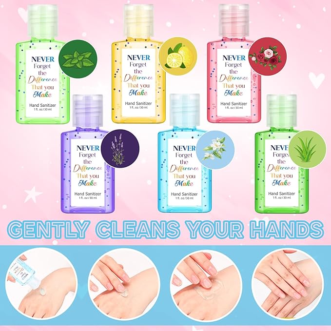 Frienda 24 Sets Inspiring Hand Sanitizer Gift Set Travel Size Hand Sanitizers Gel Gift Bulk Mini for Men Women Nurse Employee Coworker Staff Nursing Teacher Motivational Gifts