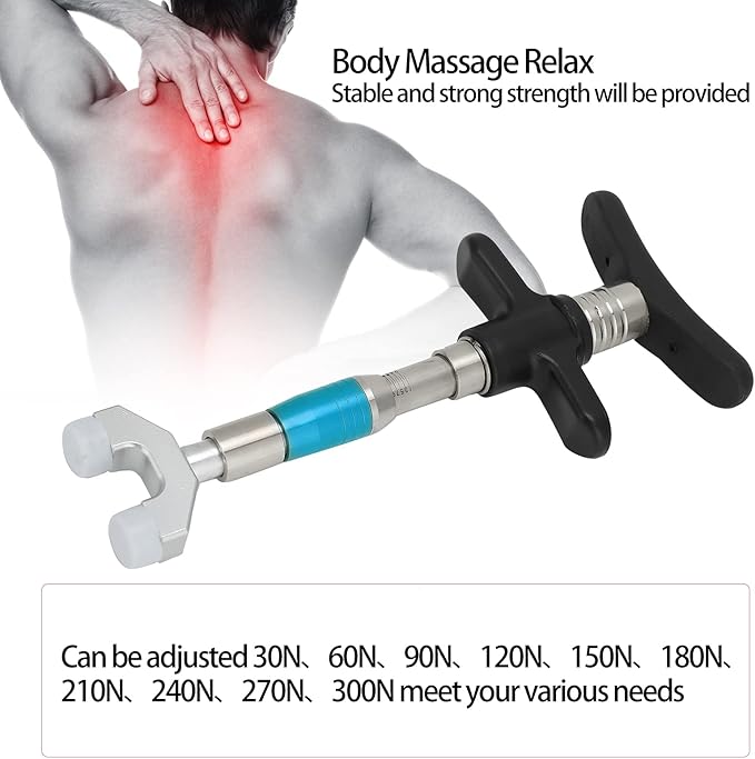 Manual Chiropractic Adjustment Correction Tool for Spine Back Massage Portable Chiropractic Adjustment Tool Adjuster with 6 Massage Heads(Blue)