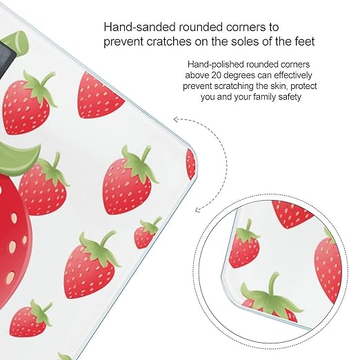 Strawberry Bathroom Scale Large LCD Backlight Display Digital Scale Rounded Corners Body Scales Automatic Power On/Off Bathroom Scales for Home Bedrooms