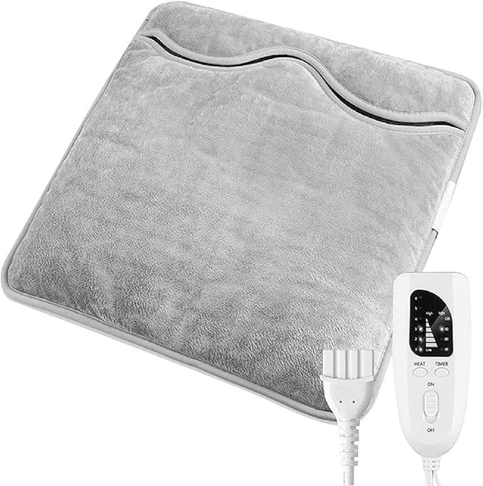 Electric Heating Pads Foot Warmer Heated Cover Feet Hands Legs Back Warmer Body for Men and Women 6 Heat Levels and 4 Timers Home School Office Outdoor Winter (US/EU/UK)