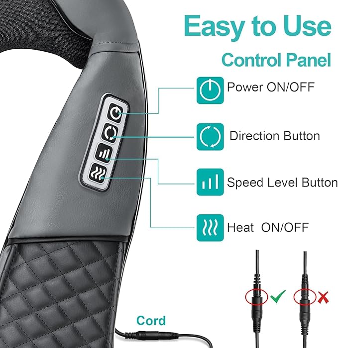 Medcursor Neck Massager - Portable Electric Shiatsu Back Massage Device with Heat Deep Tissue 3D Kneading Pillow for Muscle Pain Relief Valentines Day Gifts - Includes Carry Bag (No Battery)