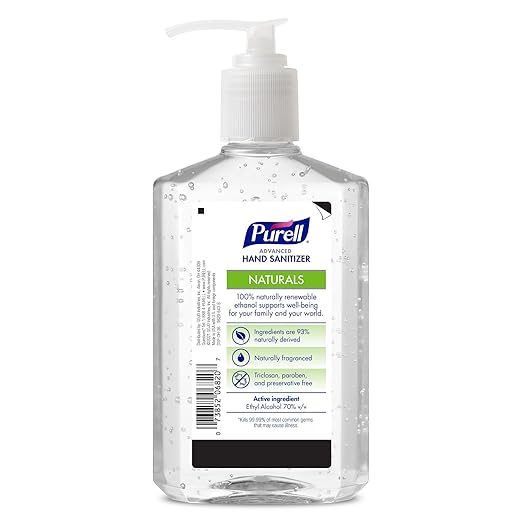 Purell NATURALS Advanced Hand Sanitizer Gel with Skin Conditioners and Essential Oils 12 fl oz Counter Top Pump Bottle (Case of 12) - 9629-12