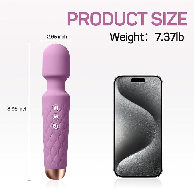 Rechargeable Personal Massager 8-Speed &amp 20-Mode Cordless Handheld Percussion Massager for Neck Back Shoulder Relaxation Quiet Handheld Body Massager with Ergonomic Design(Dark Purple)