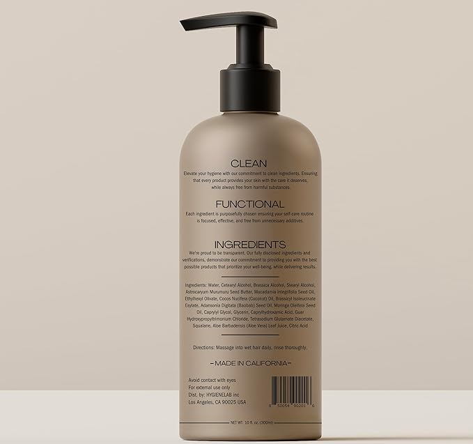 HygieneLab Conditioner for Men- EWG Verified Best Men's Conditioner for all Hair Types Unscented - Sulfate and Paraben Free Lightweight Hydrating and Softening Formula 10 fl oz