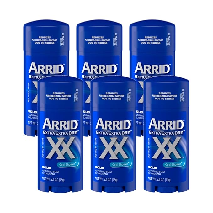 Arrid XX Extra Extra Dry Solid Antiperspirant Deodorant Cool Shower 2.6 oz. (Pack of 6)