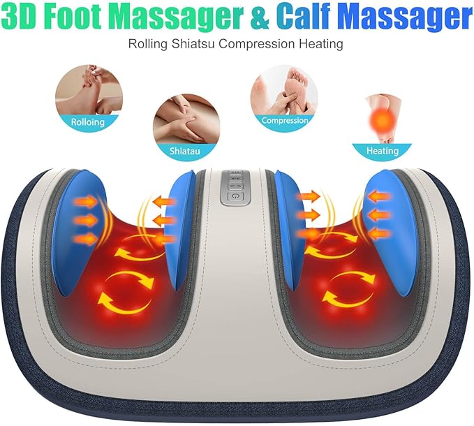 SLOTHMORE Shiatsu Foot &amp Calf Massager with Compression &amp Heating Deep Tissue Kneading Improves Circulation Helps Plantar Fasciitis for Foot Calf Arms Fit Up to Size 14