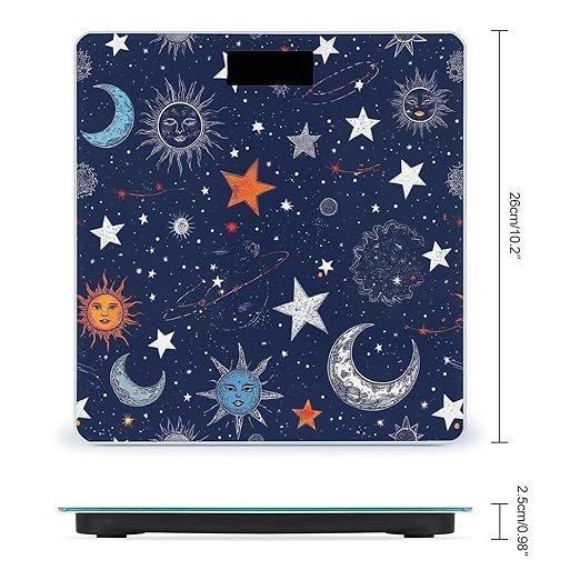 Smart Scale for Body Weight Automatic Switch Digital Bathroom Weighing Scale Zodiac Space Galaxy Constellation Sun Moon Stars