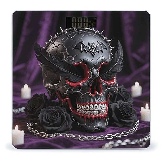 Sugar Skulls Print Scale for Body Weight Sturdy Tempered Glass Weighing Scales with LCD Display Accurate Digital Bathroom Scale Convenient Body Fat Smart Scales Easy Read