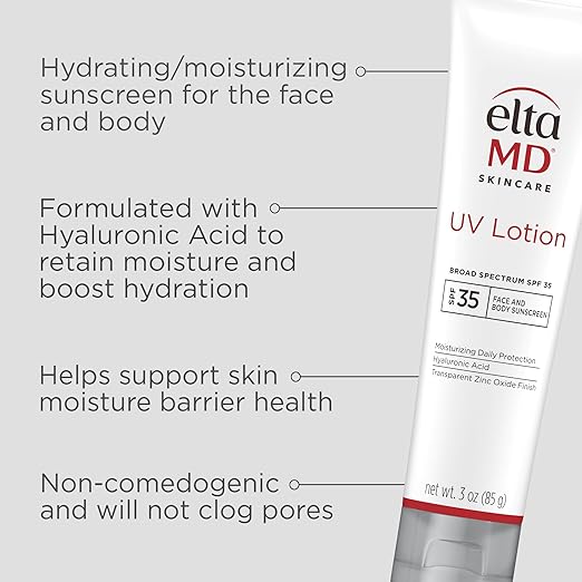 EltaMD UV Lotion Body Sunscreen SPF 30+ Sunscreen Body Lotion with SPF Made with Zinc Oxide and Hyaluronic Acid