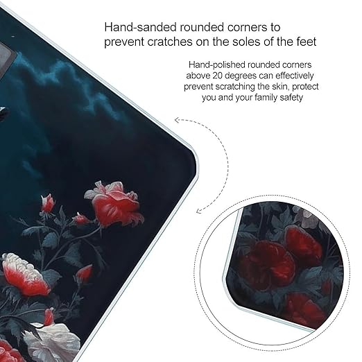 Owl Among Flowers at Night Scale for Body Weight Anti-Slip Tempered Glass Digital Bathroom Scales Clear LCD Display Weighing Scale Safe Rounded Corners Smart Scales