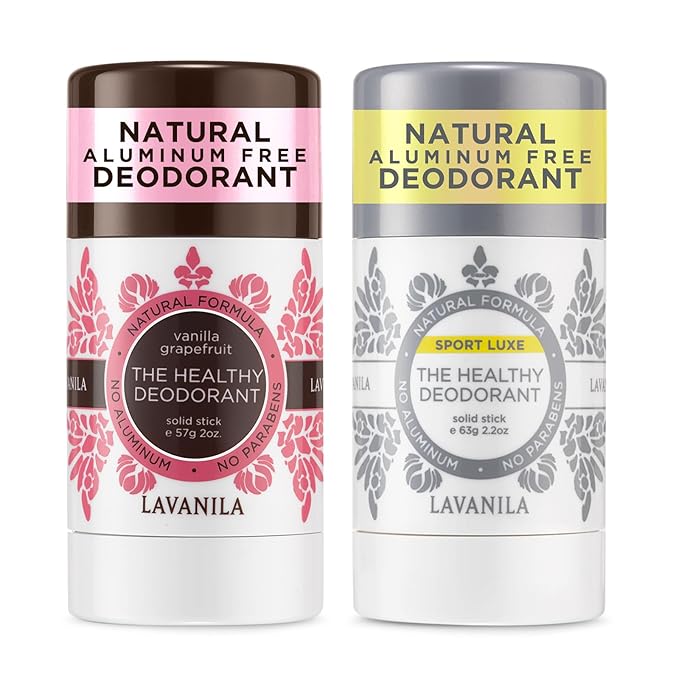 Lavanila Aluminum Free Natural Deodorant for Girls Vanilla Grapefruit + Sport Luxe (2oz Each) - The Healthy Deodorant - Solid Stick Vegan