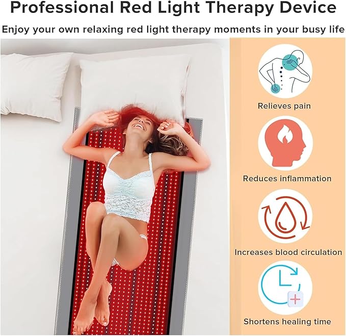 OBOEYU 71x 31 Red Light Therapy Blanket 1370pcs Led Red Light Therapy Mat Near Infrared 660nm Full Body Pad with Multifunctional Controller and Timer for accelerates Cell Regeneration. ﻿ Black